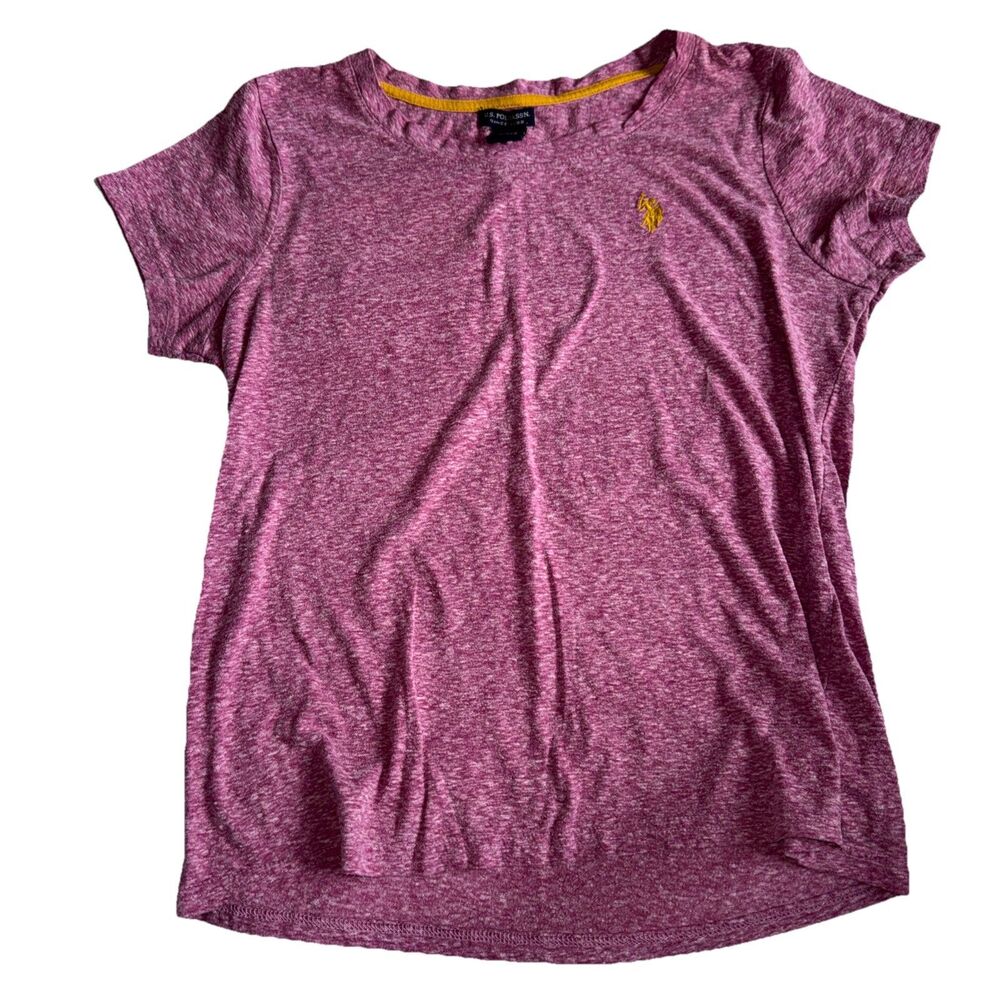 US Polo Assn T-shirt Womens Large Pink Crew Neck Short Sleeve Embroidered Logo